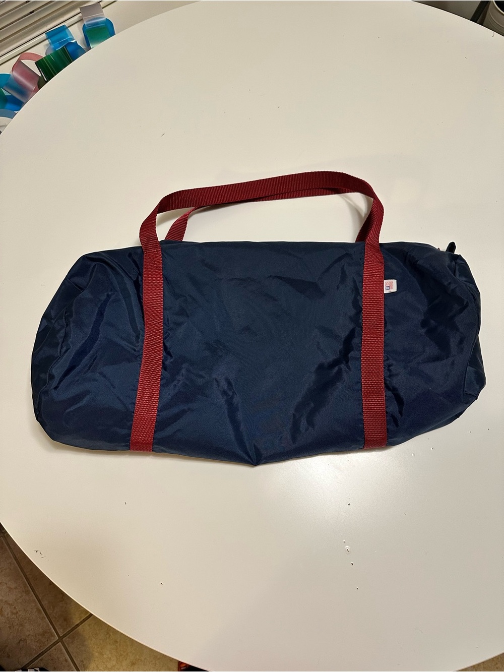 American Apparel Navy Duffel Bag with Red Straps